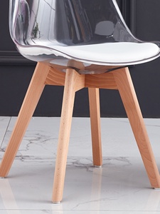 <span class=keywords><strong>Chaise</strong></span> de style européen avec dossier et coussin de siège, <span class=keywords><strong>chaise</strong></span> de salle à manger <span class=keywords><strong>transparente</strong></span>, <span class=keywords><strong>chaise</strong></span> en plastique, pieds en <span class=keywords><strong>bois</strong></span> - Product Image 3
