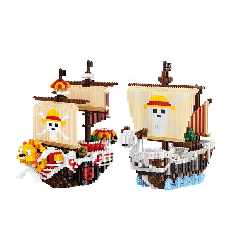 Collezione nuovi arrivi assemblata Anime un pezzo allegro modello mille soleggiati mattoni Linkgo nave pirata giocattoli da costruzione