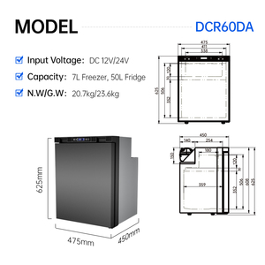 Réfrigérateur vertical double zone 12V 24V en aluminium <span class=keywords><strong>pour</strong></span> <span class=keywords><strong>camping</strong></span>-<span class=keywords><strong>car</strong></span>, 57L, certifié E24, <span class=keywords><strong>pour</strong></span> <span class=keywords><strong>camping</strong></span>-<span class=keywords><strong>car</strong></span> et motorhome - Product Image 2