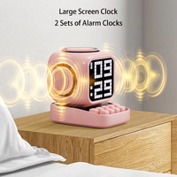Horloge cube magique double réveil avec bruit blanc haut-parleur BT chargeur sans fil pour la décoration intérieure haut-parleur sans fil horloge de table