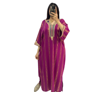 Impresionante Vestido Largo Bordado Sin Costuras Transpirable de Crepé Rosa Premium Elegante y Modesto Vestido Formal Maxi para Primavera, Verano y Otoño - Product Image 1