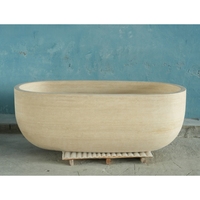 Baignoire autoportante SH STONE en travertin romain beige personnalisée pour villa, hôtel, appartement – Décoration intérieure de salle de bain