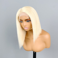 Perruques en cheveux humains blondes 613, coupe bob, péruviennes, entièrement en dentelle, courtes et lisses, perruques frontales en dentelle 613, vente en gros
