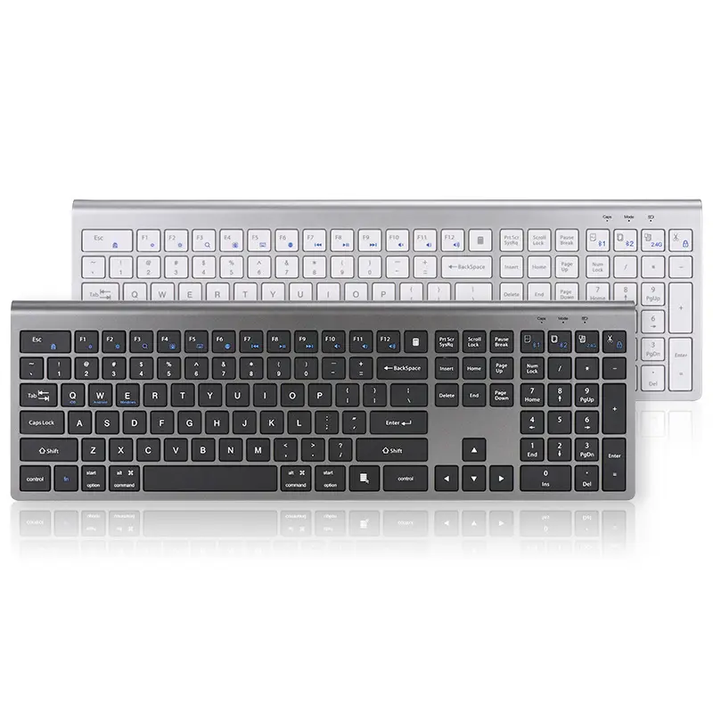 Teclado inalámbrico para computadora portátil de modo dual 2,4G recargable 109 teclas teclado inalámbrico para computadora