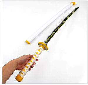 Espada samurái de bambú ABS para niños, modelo de madera al por mayor, espada samurái de <span class=keywords><strong>Kimetsu</strong></span> <span class=keywords><strong>No</strong></span> <span class=keywords><strong>yaiba</strong></span>, accesorios de COSPLAY, espada de bambú, juguetes para niños - Product Image 2
