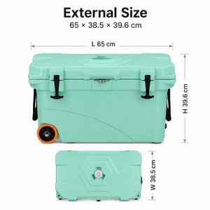 Glacière isotherme 45QT étanche et écologique pour la pêche et le camping, avec haut-parleur, lumière LED et roues tout-terrain - Product Image 2
