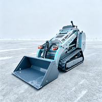 Chargeuse compacte polyvalente avec grappin, marteau, balayeuse, trancheuse et lame, équipée d'un moteur 3 cylindres à double flux