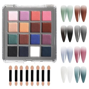 Paleta de pigmentos para uñas, juego de polvos sólidos para uñas, polvo para uñas Ombre para decoración de uñas, accesorios de manicura DIY, 16 colores (B) - Product Image 3