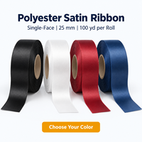 Ruban en satin polyester personnalisé avec logo, 25 mm x 100 yards par rouleau, simple face, pour boîtes d'abonnement destinées aux propriétaires de marques
