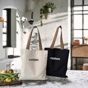 Bolsa de Tela de Calicó con Logotipo Personalizado, Bolsa de Compras Reutilizable de Algodón con Cierre de Cremallera y Asa Larga para Compras y Viajes - Product Image 2