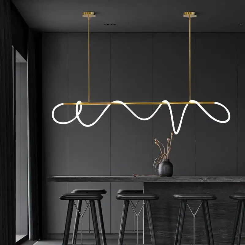 Modern new design LED chandelier decoration simple home living room dining room line chandelier