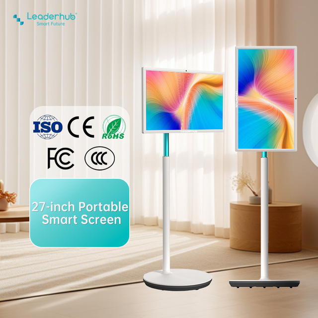 27 Inch Rotatable Portable Capacitive Touch Smart Flat Screen TV with 8 + 128GB Storage and WiFi