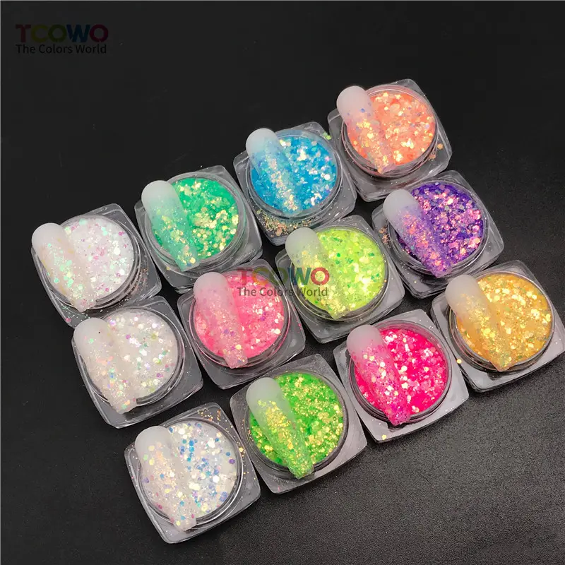 Eco-friendly Gold Background Color Iridescent Glitter Sequin Mixes Chunky Glitter For Nail Face Body Makeup Crafts Decoration