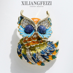 Broche de Búho Xiliangfeizi con Esmalte y Circonita, Pin de Moda para Mujer, Joyería de Regalo - Product Image 1