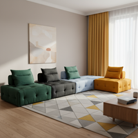 GREEN NATURE Bestseller transfrontalier Canapé italien monoplace monobloc en éponge pure, avec revêtement en chanvre et structure en acier inoxydable