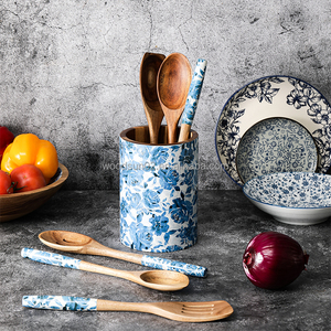 Customization Kitchen Wooden Cutlery Basket Utensil Holder