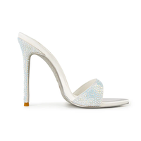Chaussures de créateur 2026, mules en soie cristalline couleur bonbon, talon de 12 cm, sandales sexy pour soirée, chaussures de mariage pour femmes
