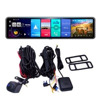 Caméra de tableau de bord DVR de voiture avec écran tactile 12 pouces 4G FHD 2K Android 8.1 ADAS double caméra arrière WiFi GPS Navigation Enregistreur avec câble arrière de 10 m