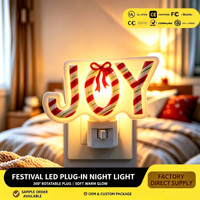 Lampu Malam LED Bentuk Tongkat Permen Natal JOY, Dapat Diputar 360 Derajat, Cahaya Lembut Hangat, Dekorasi Kamar Tidur & Rumah untuk Liburan, Grosir OEM