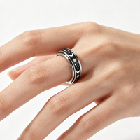 Bague rotative anti-stress en acier inoxydable avec lune et étoile, idéale pour les amoureux, alliance, bague de phalange, bijou