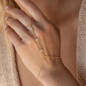 Perle créative Satellite chaîne minimaliste or perlé doigt <span class=keywords><strong>Bracelet</strong></span> pour les femmes connexion main bijoux <span class=keywords><strong>meilleur</strong></span> ami cadeaux nouveau - Product Image 6