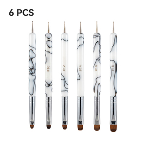 Lot de 6 pinceaux à double tête pour nail art UV, poils ronds en nylon, logo personnalisé pour la peinture de lignes fines - Product Image 2