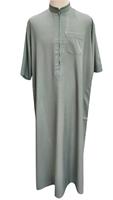 Jalabiya Qamis élégant de haute qualité pour hommes à manches courtes tenue décontractée respirant col montant vêtements musulmans du Maroc