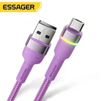 Essager 2022 Colorful LED 0.5M 1M 3M 2.4A Biaya Cepat Kabel 480Mbps USB-A untuk Micro Data USB Kabel