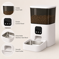 Distributeur automatique intelligent moderne pour animaux de compagnie avec application, distribution de portions programmée, caméra HD, appels vocaux, conception anti-blocage, réservoir de nourriture de 6 L, pour chats