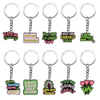 Offre Spéciale nouveau coloré gonflé PVC lettre personnalisée 3D caoutchouc souple étanche affirmation positive mignon dessin animé porte-clés pour