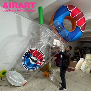 <span class=keywords><strong>Donut</strong></span> de tazas de café inflables gigantes de nuevo diseño para decoraciones de eventos al aire libre de cafeterías, personalizables con logotipos - Product Image 1