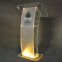 Atril de Iglesia con Iluminación LED de Acrílico Transparente, Púlpito Desmontable, Diseño de Muebles Modernos en Venta