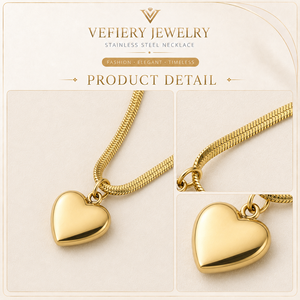 Gold Color Titanium Steel Heart <b>Fashion</b> <b>Necklace</b> for Women - Product Image 3