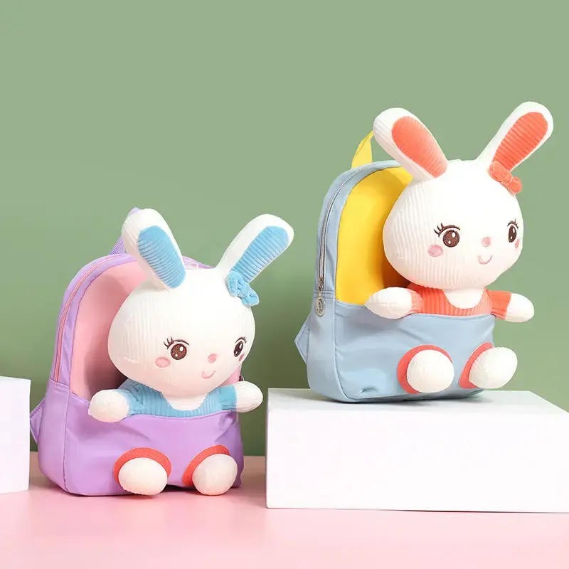 漫画取り外し可能なウサギ人形安い子供キッズ3Dぬいぐるみ学校バックパック女の子のためのデイケア幼児バッグ