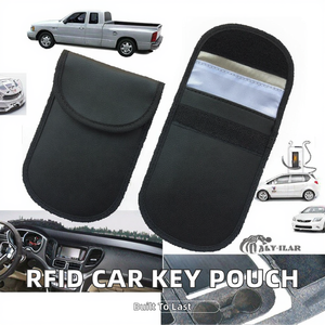 Étui de protection pour clé de voiture en fibre de carbone PU anti-RFID, pochette Faraday pour clés, porte-clés antivol - Product Image 2