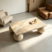 Table basse rectangulaire de style Wabi-sabi de luxe en marbre beige durable, décoration intérieure, meubles de salon, décoration de villa