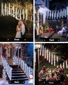 Étanche 12 20 pouces 8Tubes blanc bleu météore douche lumières pour mariage noël vacances suspendus goutte de pluie glaçon Lights110V 220V - Product Image 4