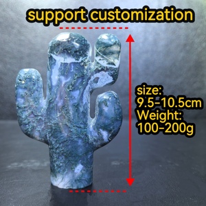 Prix d'usine Pierres <span class=keywords><strong>de</strong></span> quartz rose naturel, Agate mousse, Préhnite, Plante en cristal, Matériaux mixtes, Sculpture <span class=keywords><strong>de</strong></span> cactus pour cadeaux - Product Image 3