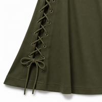 Pantalon évasé tendance taille haute avec lacets latéraux, coupe cloche rétro, jambe large, en coton extensible, cordon ajustable, style décontracté streetwear