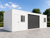 Maison conteneur préfabriquée modulaire en panneaux d'acier à assembler, emballage plat, 60 pieds, volet roulant, garantie 5 ans, service automobile