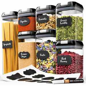 7 Pieces BPA Free Eco-Friendly Plastic Cereal Containers Lock Lids Airtight Dustproof Multifunction Food Storage Containers - Product Image 1