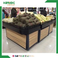Étagère de présentation en bois sur mesure pour épicerie, fruits, légumes, boulangerie, gondole de comptoir – Prix usine