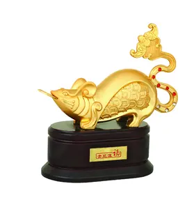 Rato dourado chinês personalizado zodíaco Boi Tigre Coelho Dragão feng shui metal Artesanato Estátua Escultura Arte Resina