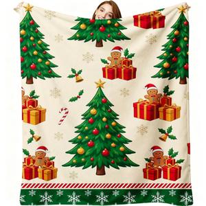 Christmas Christmas Tree Snowflake Flannel <b>Blanket</b> Throw <b>Blanket</b> Nap <b>Blanket</b> Xmas Gift Holiday Decor Fade Resistant Lightweight - Product Image 5