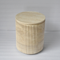 Table basse moderne en travertin beige à design cannelé, durable, pour salon – Vente en gros