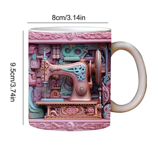 Nouveauté Tasse en céramique de thé café peinte à la machine à coudre 3D personnalisée créative amusante - Product Image 2