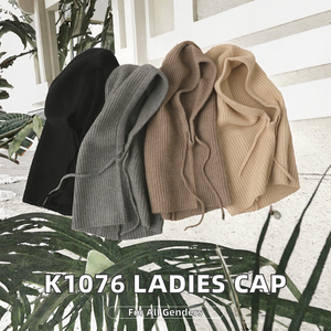 K1076 Ladies Fashionable Striped Balaclava Knitted <b>Cap</b> <b>Winter</b> Warm and Stylish Hooded Head Hat for Travel - Product Image 2