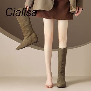 נעלי צ'יאליסה לנשים, מגפי חורף מעוצבים, מגפי עור אמיתי, נעלי עקב גבוהות לנערות, מגפי נשים - Product Image 1