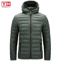 Veste d'hiver matelassée en gros avec capuche, col montant, noir, grande taille, épaisse, matelassée, pour hommes
