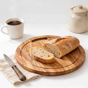 <span class=keywords><strong>Planche</strong></span> à découper ronde pour olives avec rainure et poignée encastrée - Product Image 3